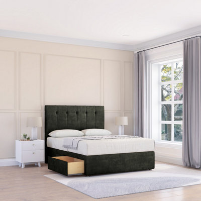 Sloomy 2Ft6 Highbury Divan Bed Base Graphite Dumfries ,2 Drawers & 54" Floor Standing HeadboardSmall Single from B&Q