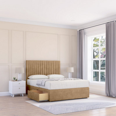 Sloomy 6Ft Manhattan Divan Bed Base Latte Dumfries ,4 Drawers & 26" Struts HeadboardSuper King from B&Q
