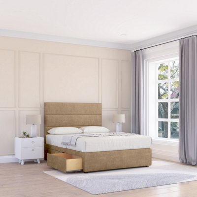 Sloomy 6Ft Texas Divan Bed Base Mink Naples ,4 Drawers & 26" Struts HeadboardSuper King from B&Q