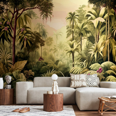 Origin Murals Jungle TreesOlive Green Matt Smooth Paste The Wall Mural 300Cm Wide X 240Cm High from B&Q