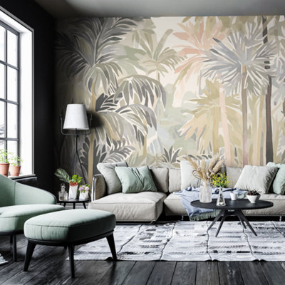 Origin Murals Pretty PalmsNatural Stone Matt Smooth Paste The Wall Mural 350Cm Wide X 280Cm High from B&Q