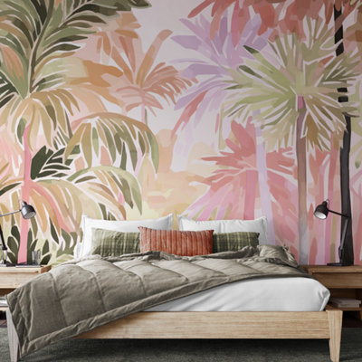 Origin Murals Pretty PalmsNatural Blush Matt Smooth Paste The Wall Mural 350Cm Wide X 280Cm High from B&Q