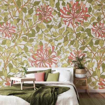 Origin Murals HoneysuckleSoft Coral Matt Smooth Paste The Wall Mural 350Cm Wide X 280Cm High from B&Q