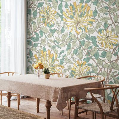 Origin Murals HoneysuckleSeafoam Matt Smooth Paste The Wall Mural 300Cm Wide X 240Cm High from B&Q