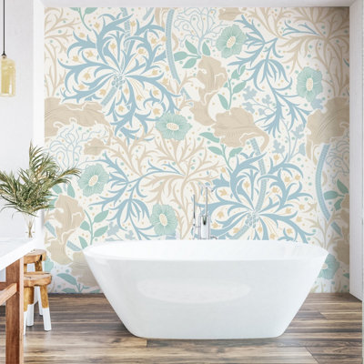 Origin Murals Trailing Seaweed GardenBlue And Linen Matt Smooth Paste The Wall Mural 300Cm Wide X 240Cm High from B&Q