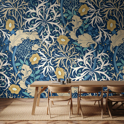 Origin Murals Trailing Seaweed GardenInk And Petrol Matt Smooth Paste The Wall Mural 350Cm Wide X 280Cm High from B&Q