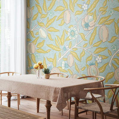 Origin Murals Fruit And FoliageWedgewood Blue Matt Smooth Paste The Wall Mural 300Cm Wide X 240Cm High from B&Q