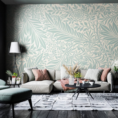 Origin Murals Trailing FernsDuck Egg Matt Smooth Paste The Wall Mural 350Cm Wide X 280Cm High from B&Q