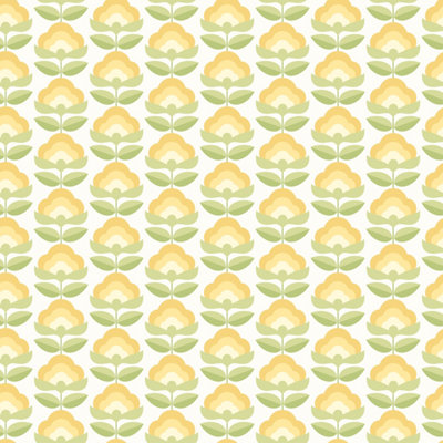 Hoopla Walls Retro Flower Sunshine Smooth Matt Wallpaper from B&Q