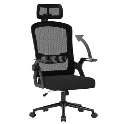 Onemill Ergonomic Office Chair With 90 Degrees Flip-Up Armrest And Lumbar Support For Home/office-Black from B&Q