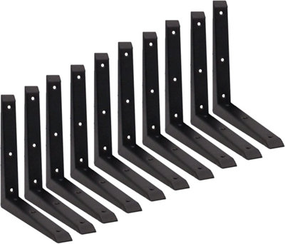Eai Strong Shelf Bracket Mitre Reinforced Hi-Load Pattern200 X 200mmBlackPack Of 10