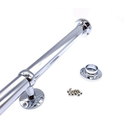 EaiHanging Wardobe Rail Kit25mm Tube1219mm Rail With 2X End Sockets & 1X Centre BracketsPolished Chrome from B&Q