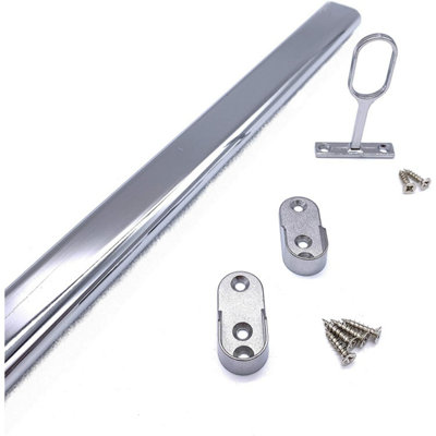 EaiHanging Wardobe Rail KitOvalPolished Chrome1219mm X 30mm X 15mm Tube With 2X End Sockets & 1X Centre Brackets from B&Q