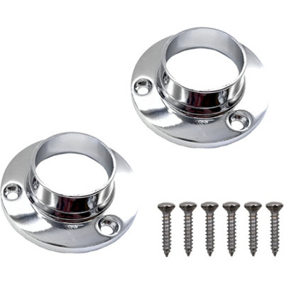 EaiWardrobe RailEnd Socket25mmPolished ChromePack Of 2 from B&Q