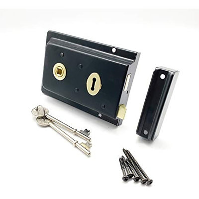 Eai Rim Sashlock Surface Mounted Lock 156 X 106mm Fluted Pattern Black from B&Q