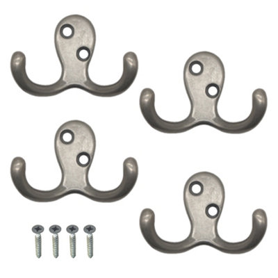 Eai Satin Double Twin Robe Hook Coat HookSatin NickelPack Of 4 from B&Q