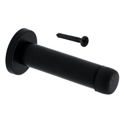 Eai Black Door Stop Buffer Wall Skirting Projection Doorstop 70mm Strong Concealed FixingsPack Of 1 from B&Q