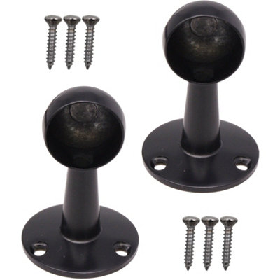 EaiWardrobe RailDrop End Bracket25mmMatt BlackPack Of 2 from B&Q