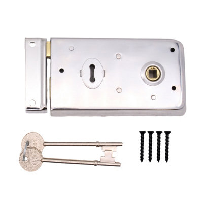 Eai Rim Sashlock Surface Mounted Lock140 X 85mmPolished Chrome from B&Q