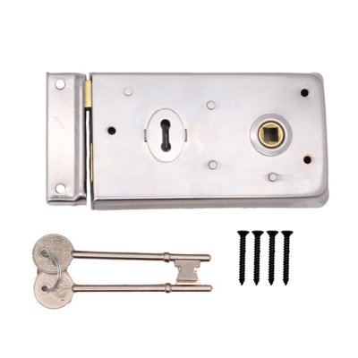 Eai Rim Sashlock Surface Mounted Lock140 X 85mmSatin Chrome from B&Q