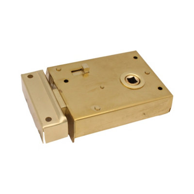Eai Rim Latch Snib Lock Brass Surface Mounted Lock For Bathrooms105 X 82mm from B&Q