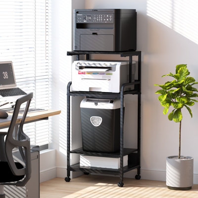 Huhote Versatile 4-Tier Printer Stand With Wheels And Storage For Office Home Kitchen Black Rolling Printer Cart Printer Table from B&Q