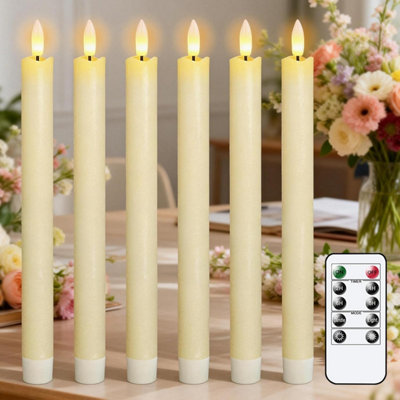 Eldnacele Led Taper Candles Flickering With TimerBattery Operated Flameless RemoteReal Wax Dinner For Christmas Home Wedding from B&Q