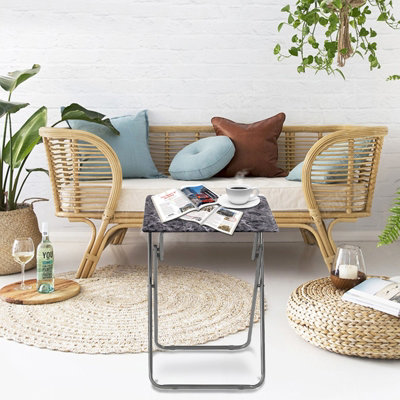 Huhote Compact Folding Snack Table Small Spaces Side Table End Table Coffee Table Beside Table Sofatable Dark Marble Finish 2Pcs from B&Q