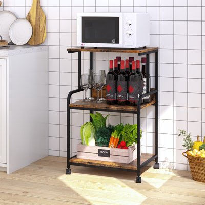 Huhote Versatile 3-Tier Printer Stand With Wheels And Storage For Office Home Kitchen Brown Printer Cart Multifunctional Trolley from B&Q