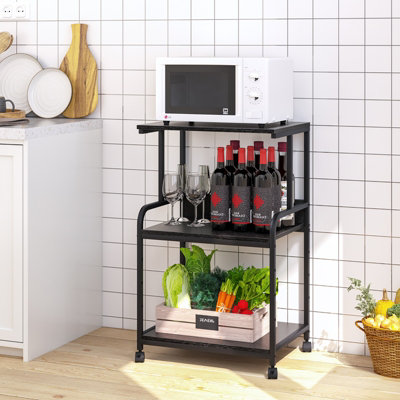 Huhote Versatile 3-Tier Printer Stand With Wheels And Storage For Office Home Kitchen Black Printer Cart Multifunctional Trolley from B&Q