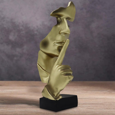 Huhote Elegant Abstract Thinker Statue Gold Resin Sculpture For Home Office Decoration Table Decor Home Ornament Ponder Statue from B&Q