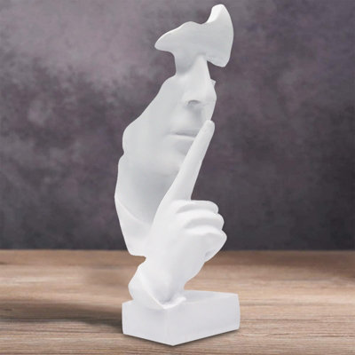 Huhote Elegant Abstract Thinker Statue White Resin Sculpture For Home Office Decoration Table Decor Home Ornament Ponder Statue from B&Q