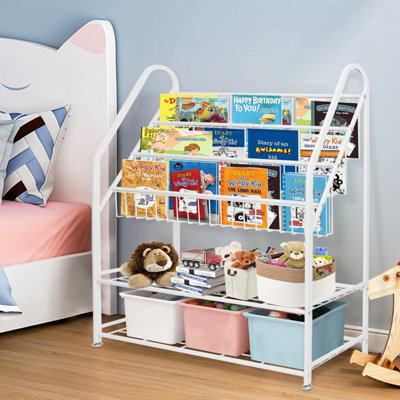 Huhote White Kids Bookshelf With Adjustable Shelves For Bedroom Playroom Storage Children Bookcase Book Rack Display Stands Shelf from B&Q