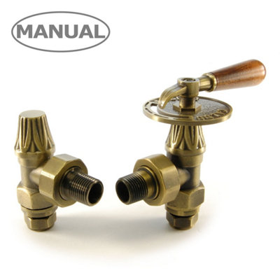 West Radiators Abbey Throttle Radiator Valve & Lock-ShieldOld English Brass (Angled Manual) from B&Q