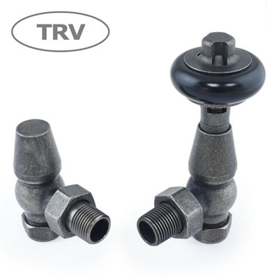 B&Q -  Faringdon Traditional Thermostatic Radiator ValvePewter (Angled Trv)