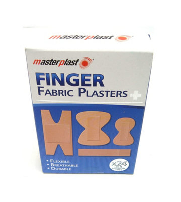 Masterplast Fabric Plasters Finger Plasters Fabric Bandage First Aid Plaster Strip X 24 from B&Q
