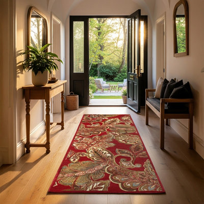 Livabliss Riley-Vintage Red Brown Green Traditional Boho Living Dining Bedroom Rug 80 X 220 Cm Easy CareNon Shedding from B&Q