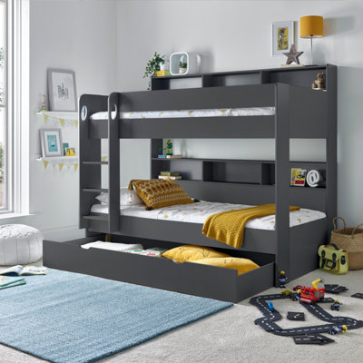 B&Q -  Olly Onyx Grey Storage Bunk Bed Without Drawer With Orthopaedic Mattresses