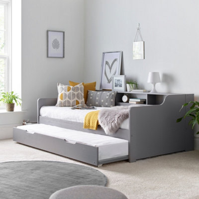 Bedmaster Tyler Grey Guest Bed And Trundle With Pocket Mattresses from B&Q