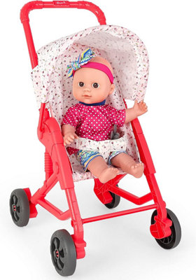 B&Q -  Baby Doll Stroller Set Pushchair Doll Playset With Soft Smooth 13 Inch New-Born Realistic Doll Nurturing Nursery Role Playset