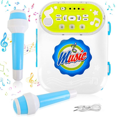 Deao Toys Deao Karaoke Machine 2 Mic Carry Case Play Set With Singing Recording Built-In Mp3  Led Lights Toy Learning Educational Machine