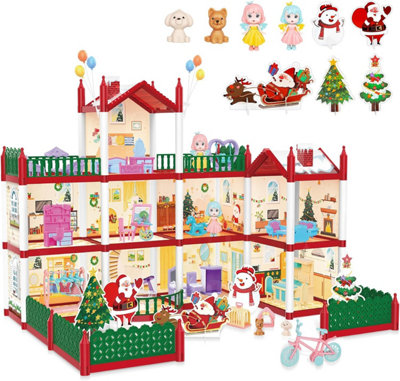 Deao Toys Christmas Doll House PlaysetDream House Pretend Doll House With Accessories Dolls House Garden Princess Housebirthday Gifts from B&Q