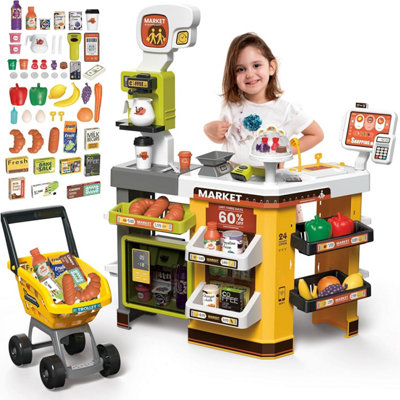 Deao Toys 65Pcs Supermarket Cart Toys Play Set Supermarket Pretend Toy Play Simulation Supermarket Toy And Accessories from B&Q