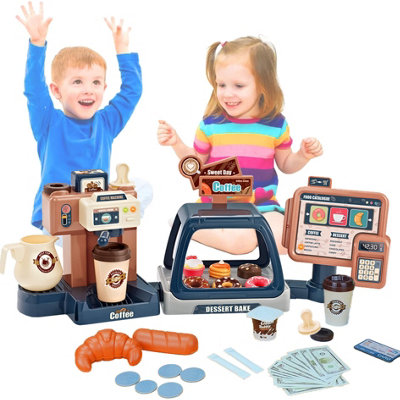 Deao Toys Deao Kids Coffee Shop Playset With Coffee MakerCash Register & Accessories Preschool Role Play Toy Ages 3Plus from B&Q