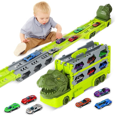 Deao Toys Deao Dinosaur Race Track Truck Toy Set Portable Carrier With 6 CarsFun Kids Gift Ages 3 To 6 from B&Q