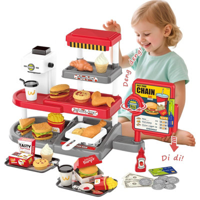 Deao Toys Pretend Play Fast Food Set For Kids71Pcs Kids Fast Food Playset Caterer Kitchen Toy Set With Cash Register And Drink Dispenser from B&Q