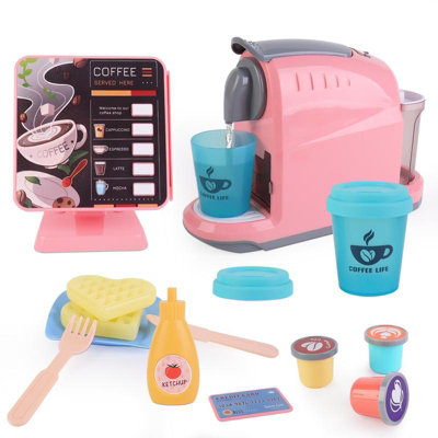 Deao Toys Coffee Shop Set With Coffee Maker Toy Pink from B&Q