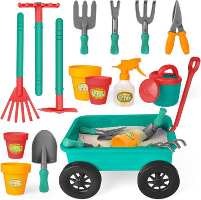 Deao Toys Deao Kids Gardening Set With Wheelbarrow Pull-Along Wagon Outdoor Toy Set With Tools For Toddlers And ChildrenSummer Play from B&Q