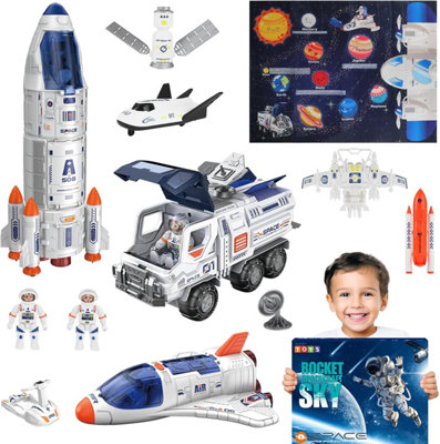 Deao Toys Creative Space Adventure Toys For Kids Role Play Cosmic Adventures Space Shuttle Model Rocket Toys With Steam And Lights from B&Q
