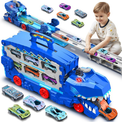 Deao Toys Dinosaur Devouring Truck Playset With 6 Mini Cars Giant Dino Carrier With Race TrackExciting Devour Action Transporter Christmas from B&Q